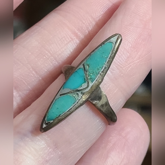 OLD zuni navajo turquoise sterling ring 1920's ? Native American NA sz 5 3/4 - Picture 1 of 10